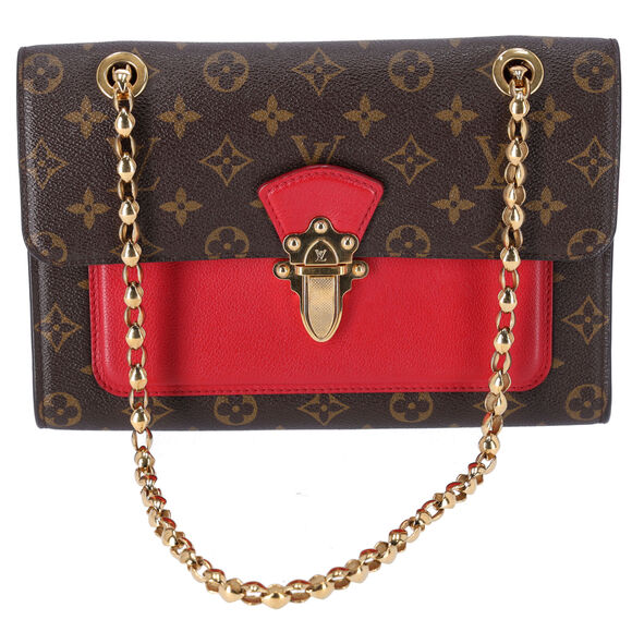 Louis Vuitton Victoire Chain Shoulder Bag Monogram Canvas Brown Cerise M41732